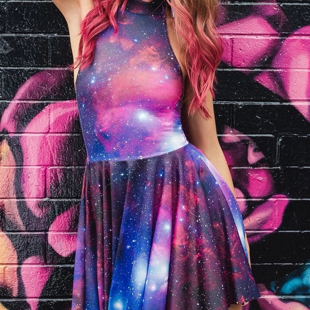 Blackmilk Purple Galaxy Halter Dress